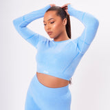 The 'Energy+' Scrunch & Seamless Long Sleeve Top - Sky Blue