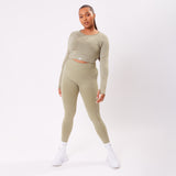 The 'Energy' Scrunch & Seamless Long Sleeve Top - Olive