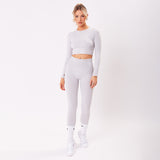 The 'Energy' Scrunch & Seamless Long Sleeve Top - Baby Grey