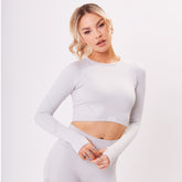 The 'Energy' Scrunch & Seamless Long Sleeve Top - Baby Grey