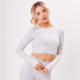 The 'Energy' Scrunch & Seamless Long Sleeve Top - Baby Grey