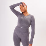 The 'Energy' Scrunch & Seamless Long Sleeve Top - Charcoal