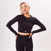 The 'Energy' Scrunch & Seamless Long Sleeve Top - Black