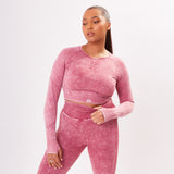 The 'Energy’ Scrunch & Seamless Long Sleeve Top - Washed Berry