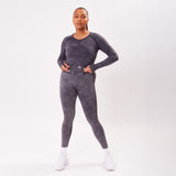 The 'Energy’ Scrunch & Seamless Long Sleeve Top - Washed Onyx