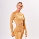 The 'Energy' Scrunch & Seamless Long Sleeve Top - Mustard