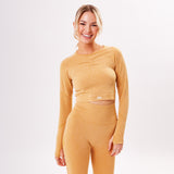 The 'Energy' Scrunch & Seamless Long Sleeve Top - Mustard