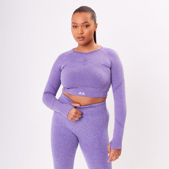 The 'Energy' Scrunch & Seamless Long Sleeve Top - Violet