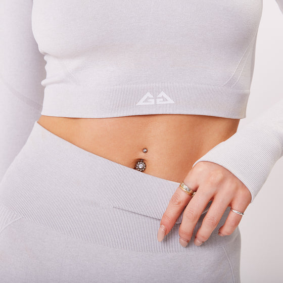 The 'Energy' Scrunch & Seamless Long Sleeve Top - Baby Grey